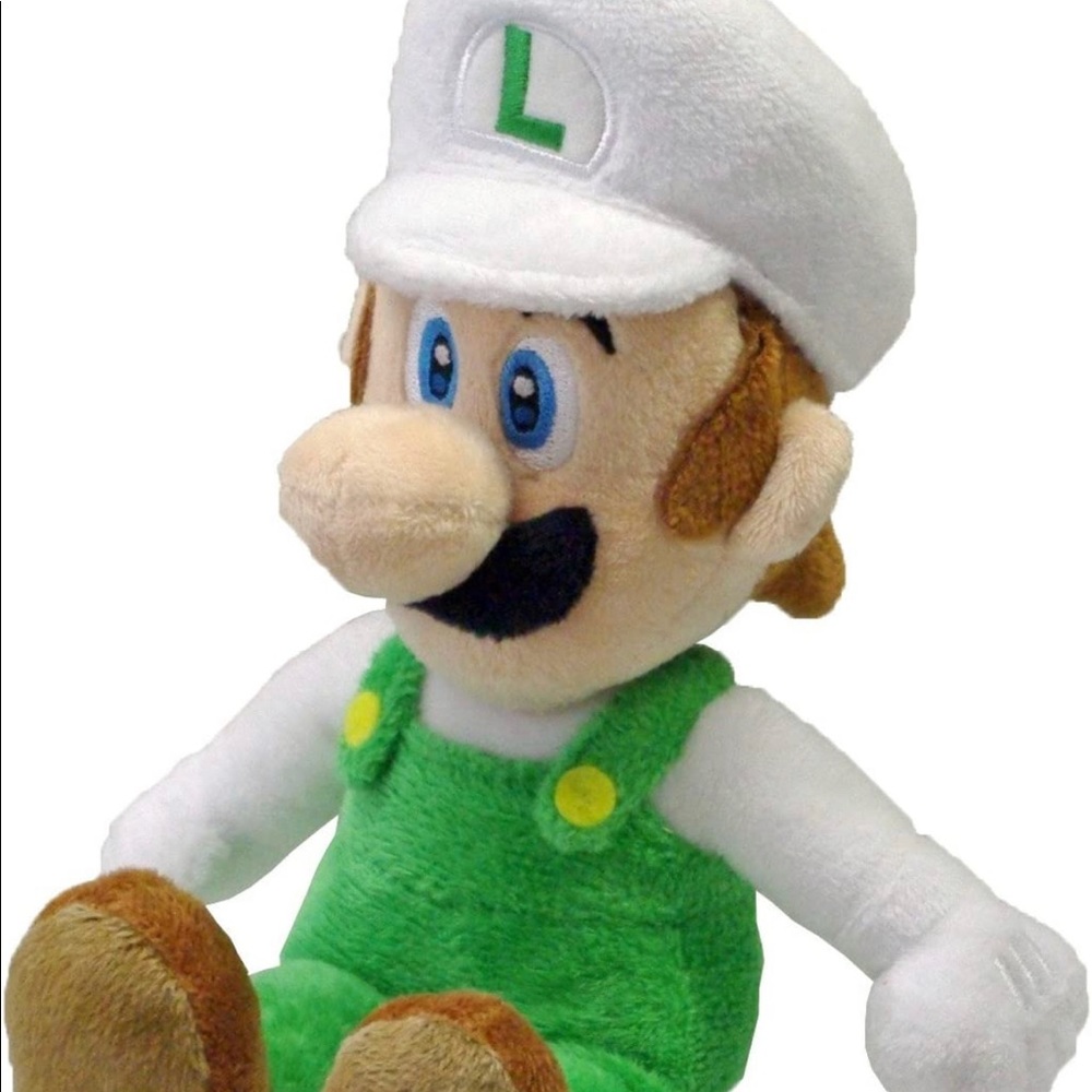 Nintendo Official Super Mario Fire Luigi Plush, 8 inches tall